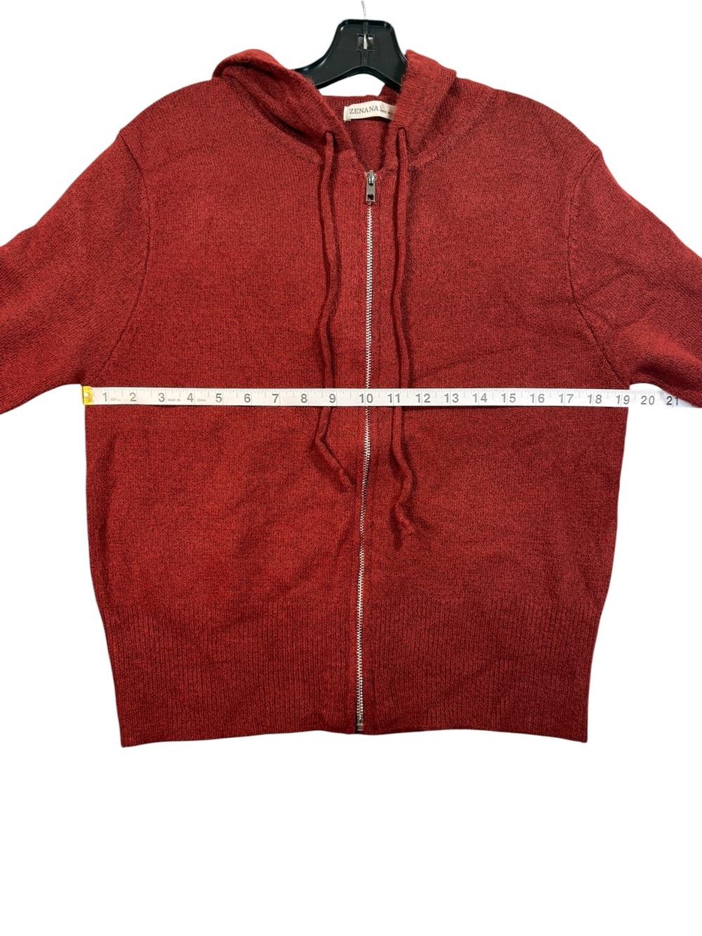 Zenana Knit Full Zip Hoodie Sweater Burgundy Marled Soft Stretch TW-2608D4 NWT L - Picture 6 of 8